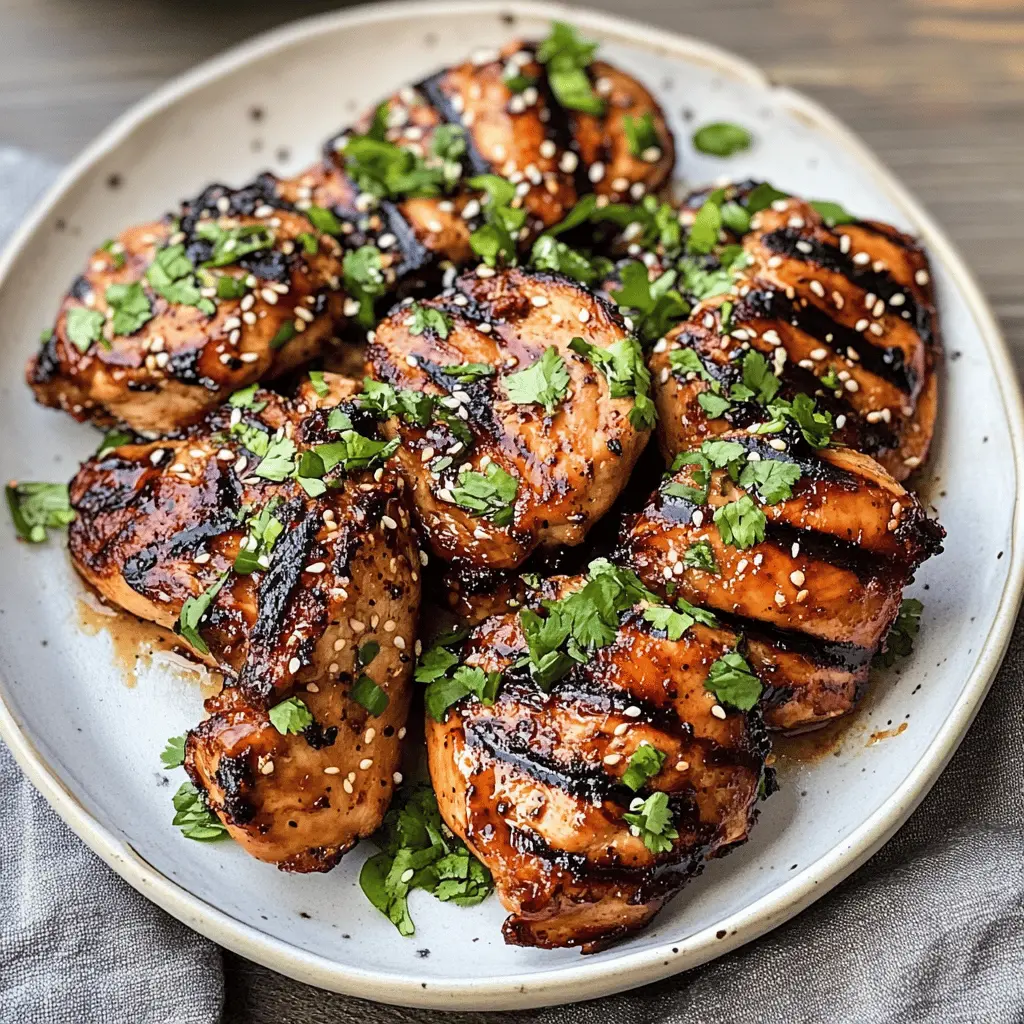 Get ready for a delicious dinner with this Easy Marinated Asian Grilled Chicken! Featuring tender chicken marinated in a flavorful blend of soy sauce, garlic, and ginger, this dish is perfect for summer barbecues or quick weeknight meals. Simply grill to perfection for a tasty, juicy result. Save this recipe for your next gathering or family dinner!
