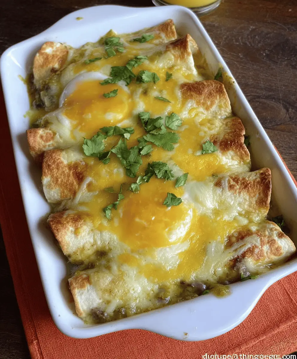 Easy Creamy Green Chile Breakfast Enchiladas