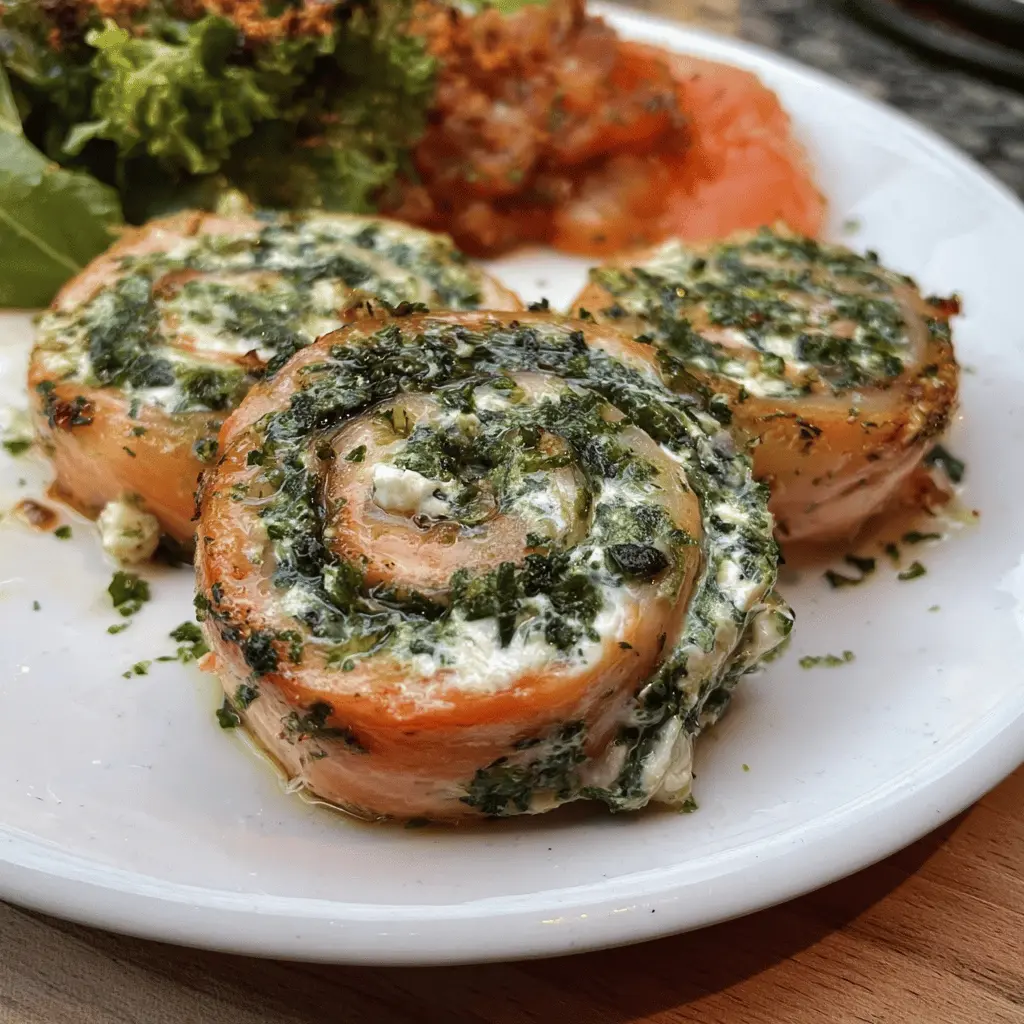 Easy Spinach and Feta Stuffed Salmon Pinwheels