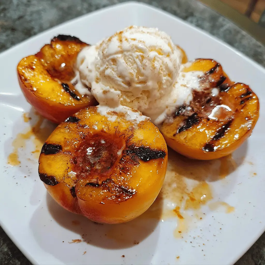 Easy Grilled Peaches With Vanilla Ice Cream