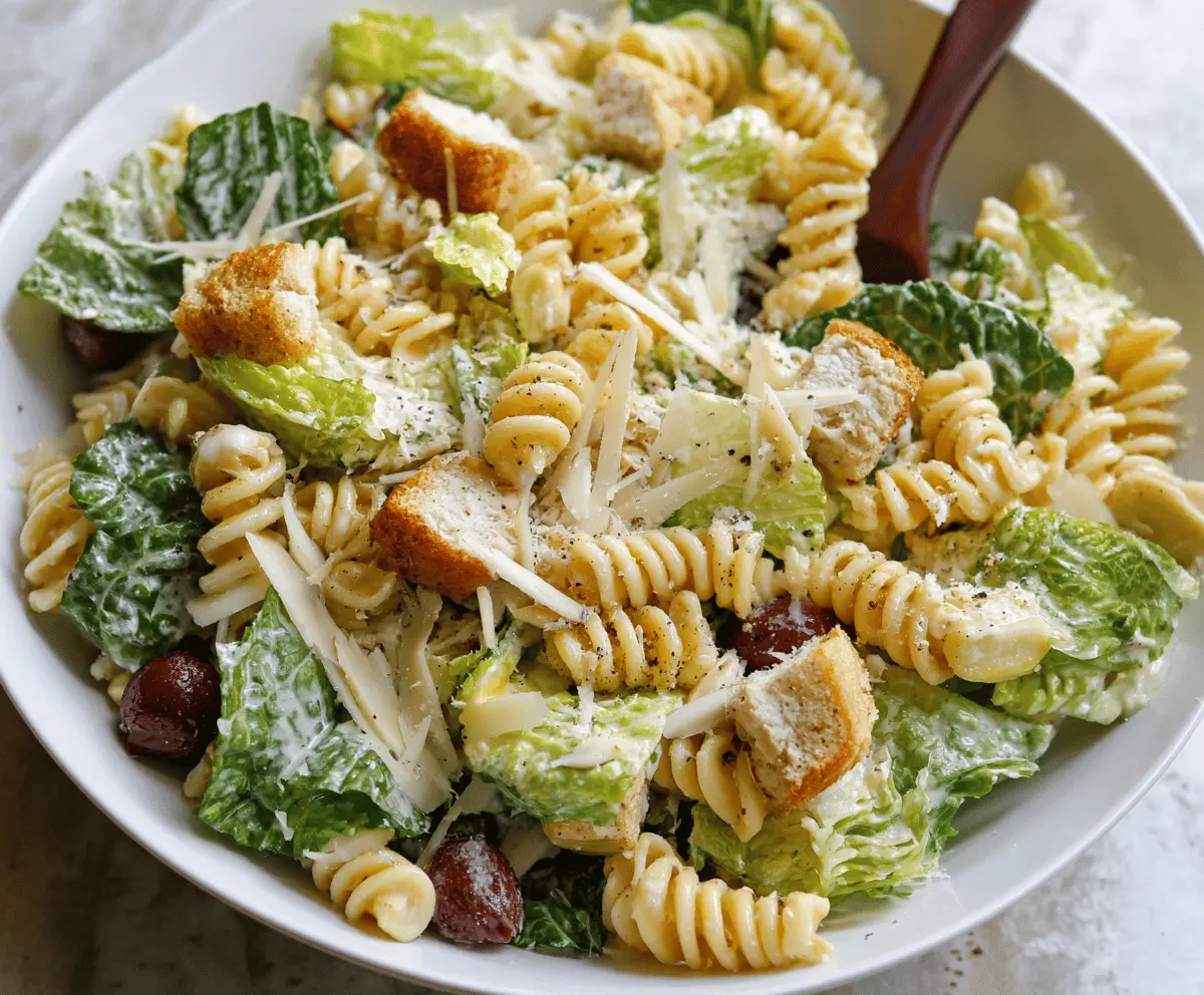 Easy Creamy Caesar Pasta Salad Recipe