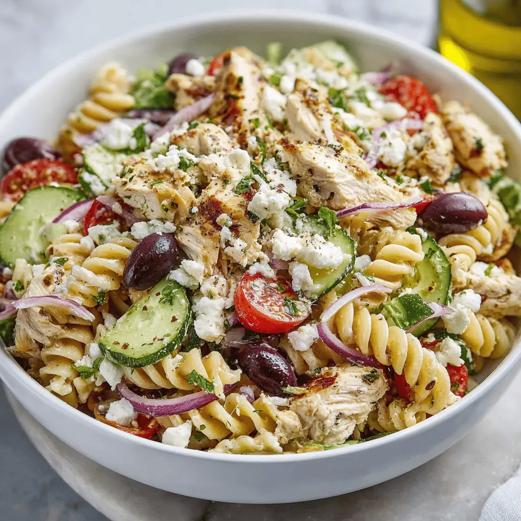 Easy Mediterranean Chicken Pasta Salad Recipe