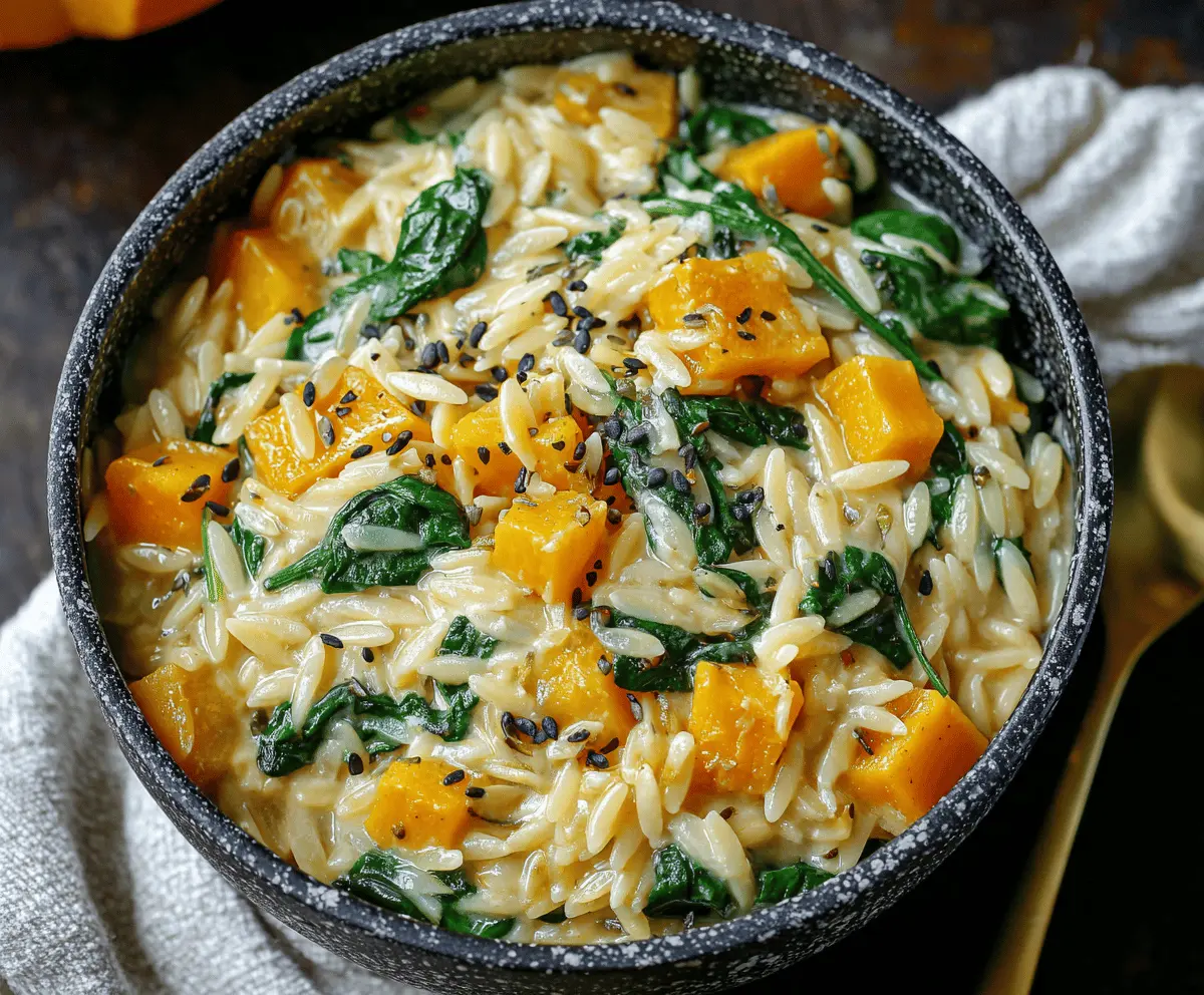 Creamy Orzo with Butternut Squash and Spinach