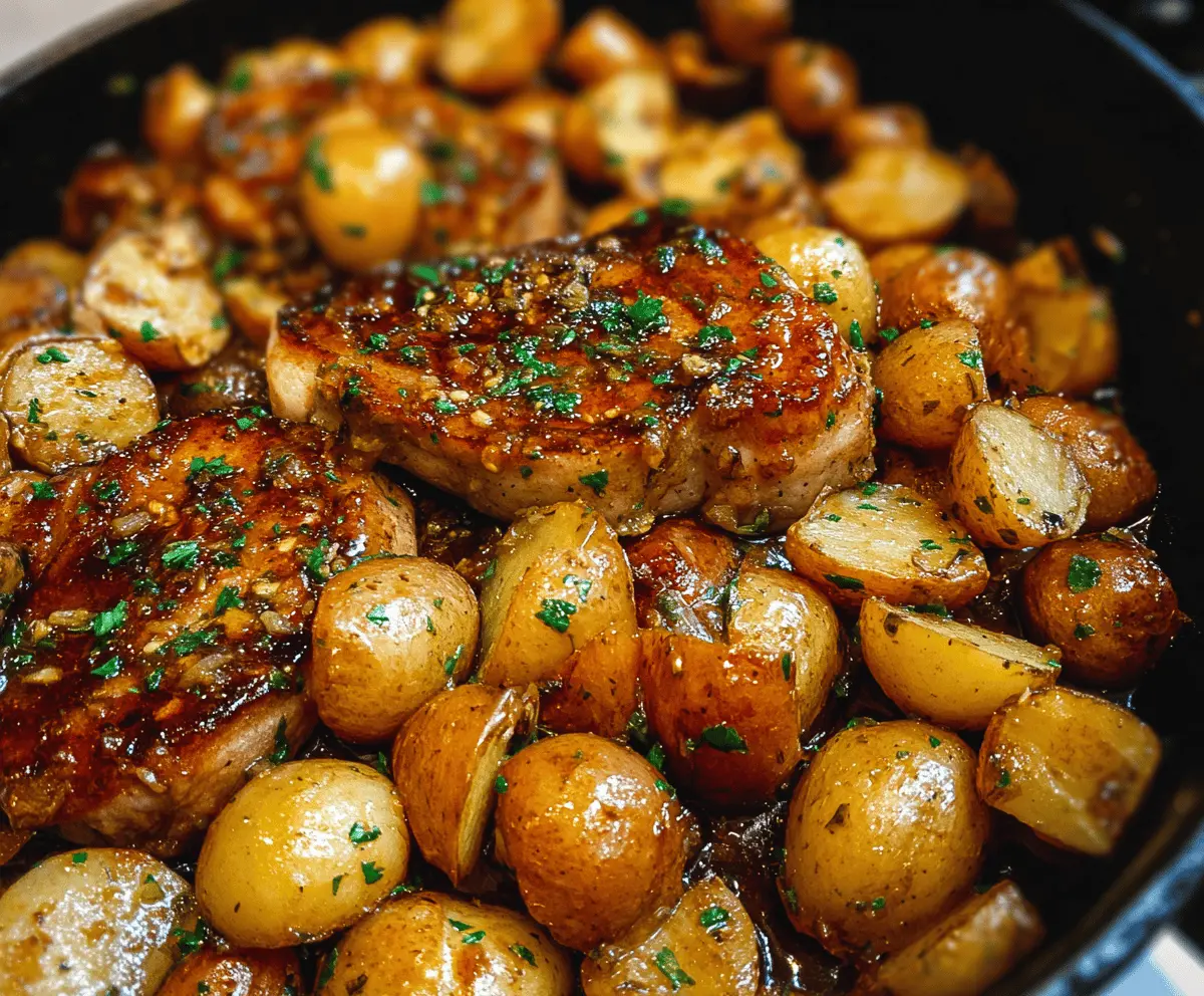 Easy Honey Mustard Pork Chops and Potatoes Skillet Recipe