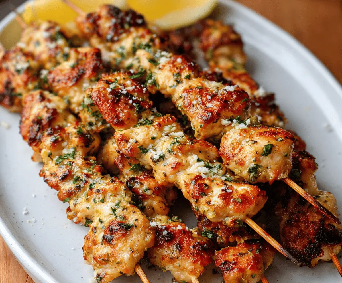 Easy Garlic Parmesan Chicken Skewers Recipe