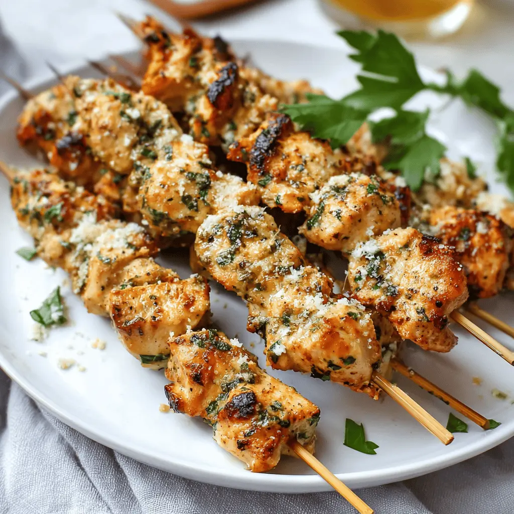 Easy Garlic Parmesan Chicken Skewers Recipe