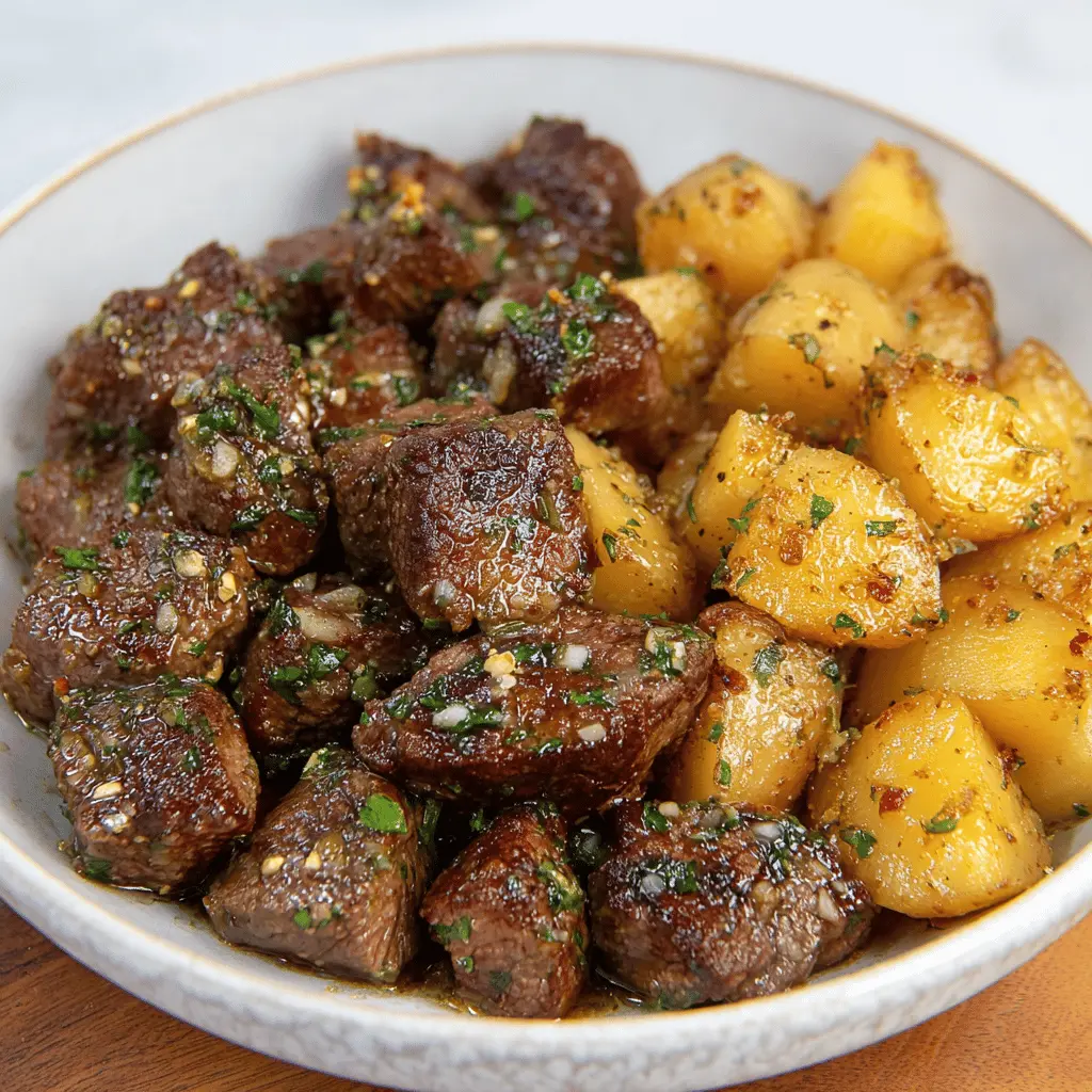 Easy Garlic Butter Steak Bites with Crispy Potatoes