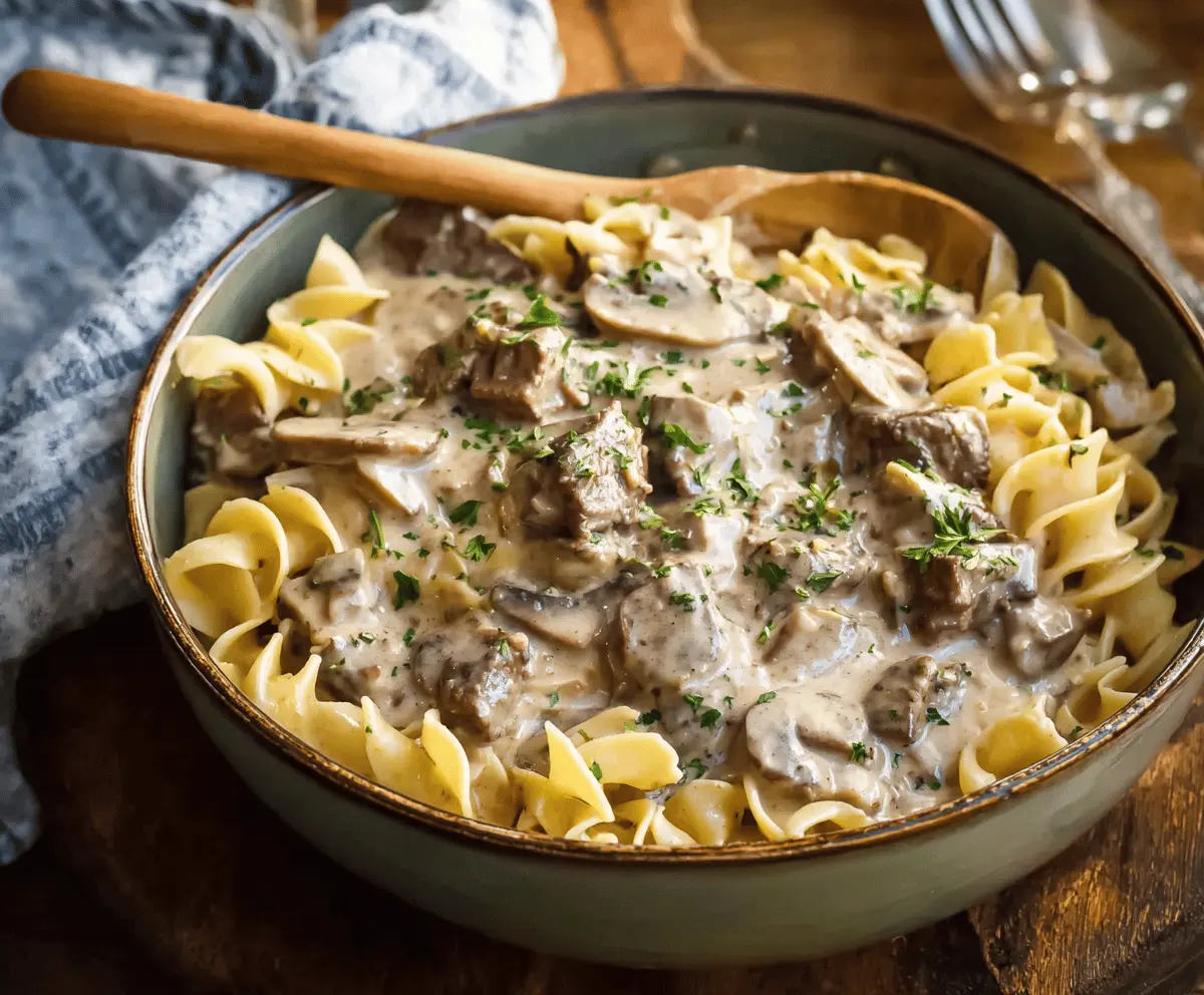 Creamy Slow Cooker Beef Stroganoff Recipe