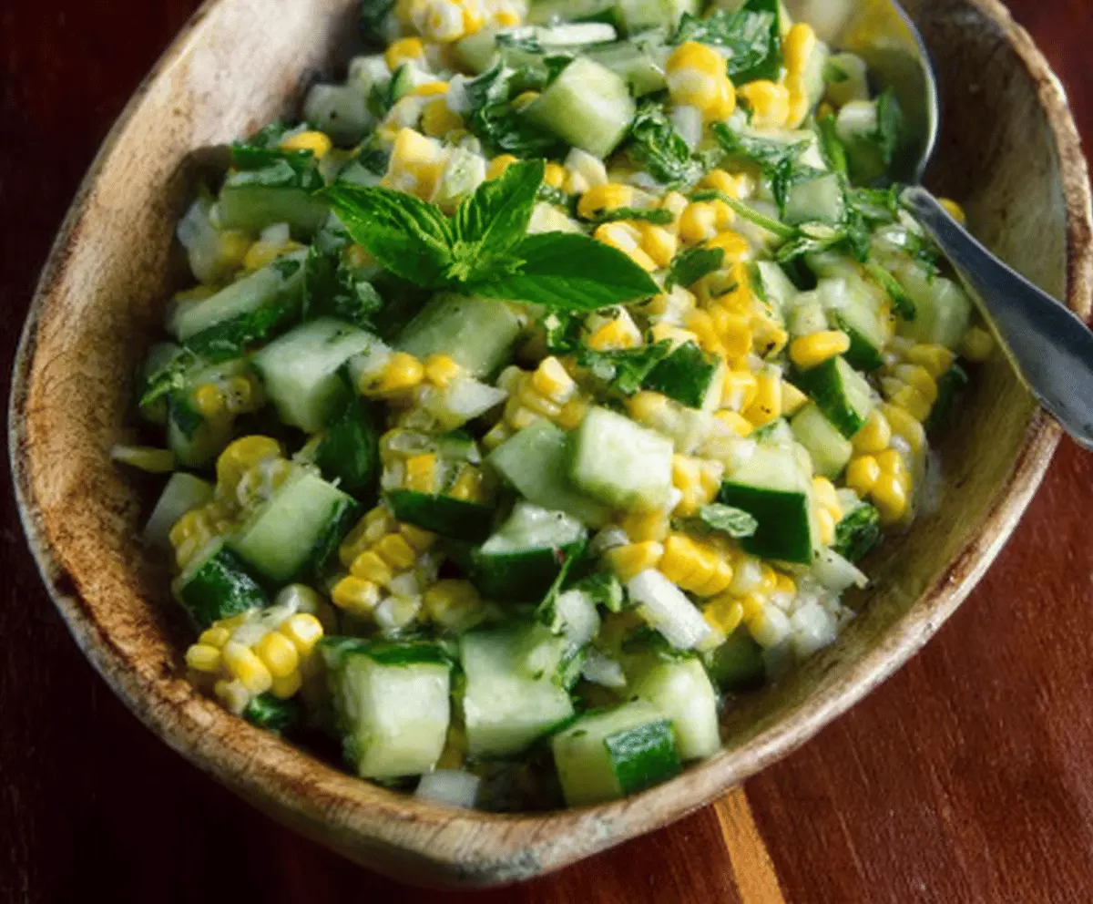 Fresh Basil Cucumber Corn Salad Recipe