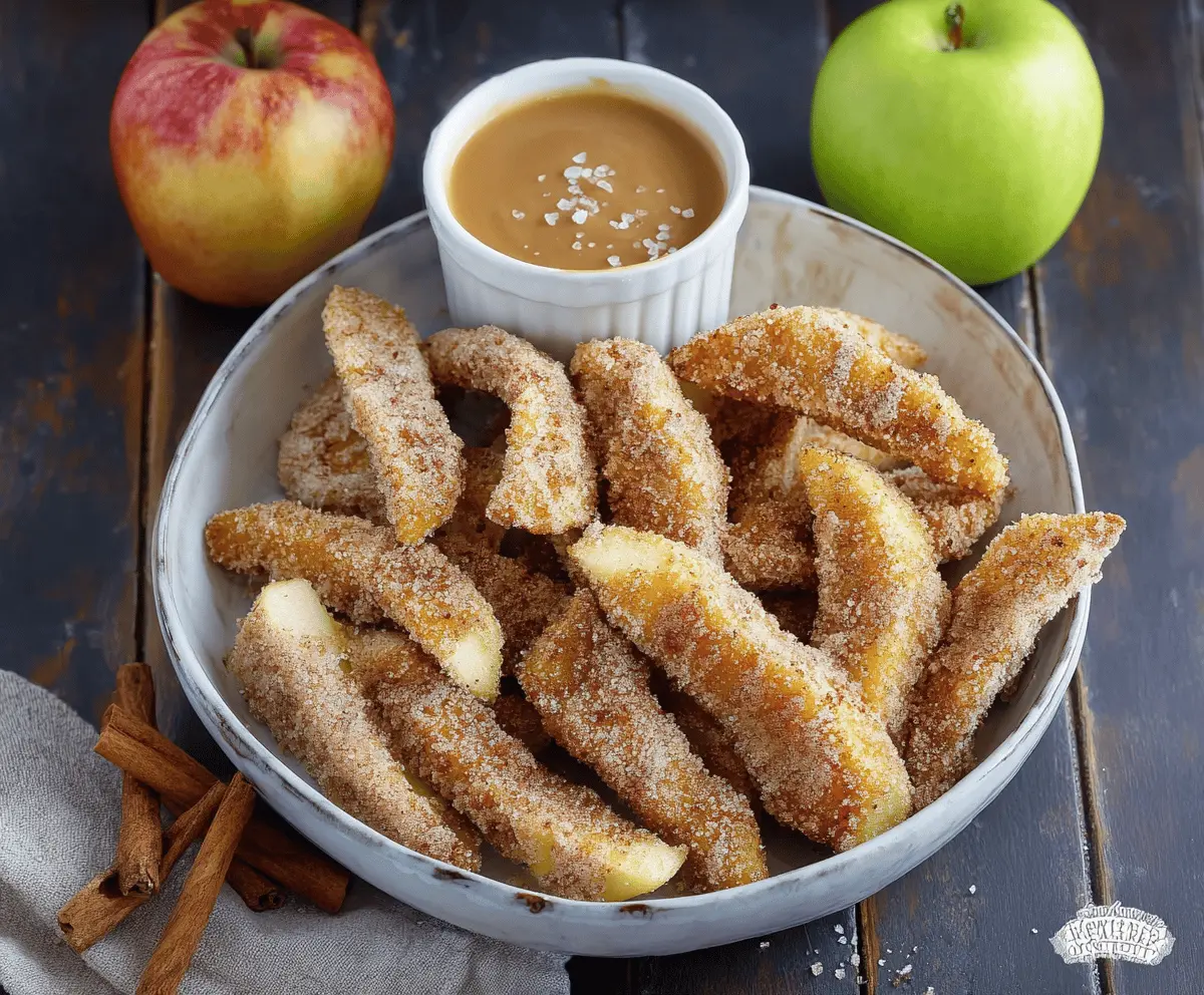 Crispy Apple Fries with Sweet Caramel Cream Dip