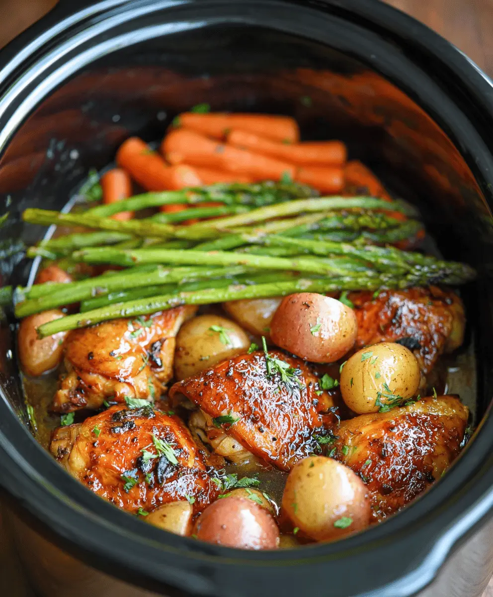 Easy Slow Cooker Honey Garlic Chicken and Veggies