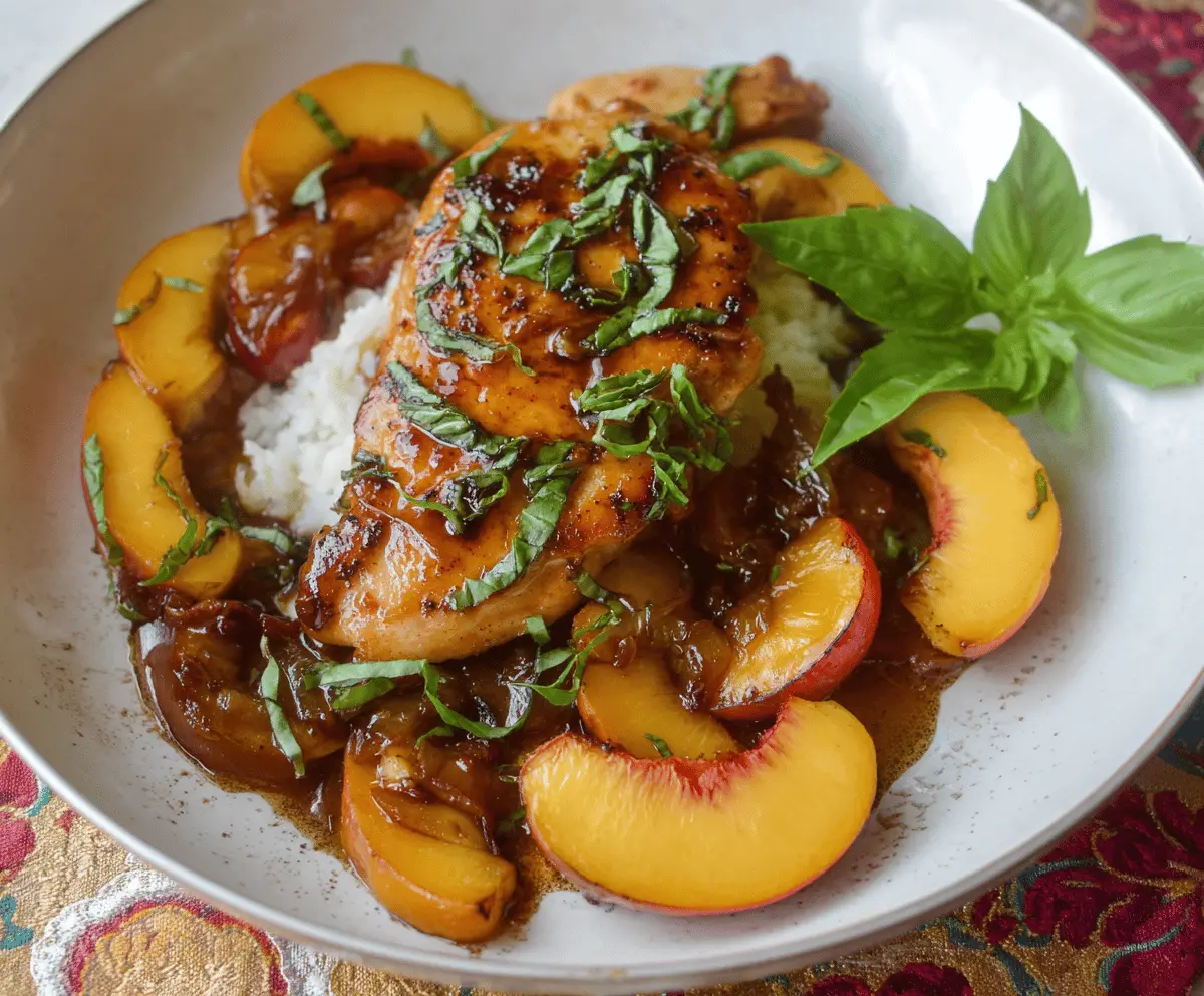 Easy Peach Chicken with Balsamic Glaze