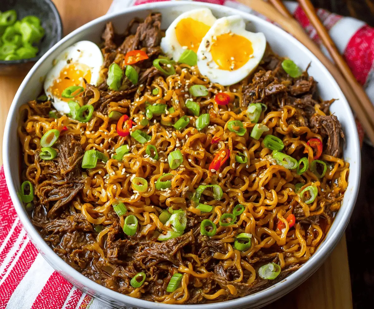Easy Slow Cooker Beef Ramen Noodles Recipe