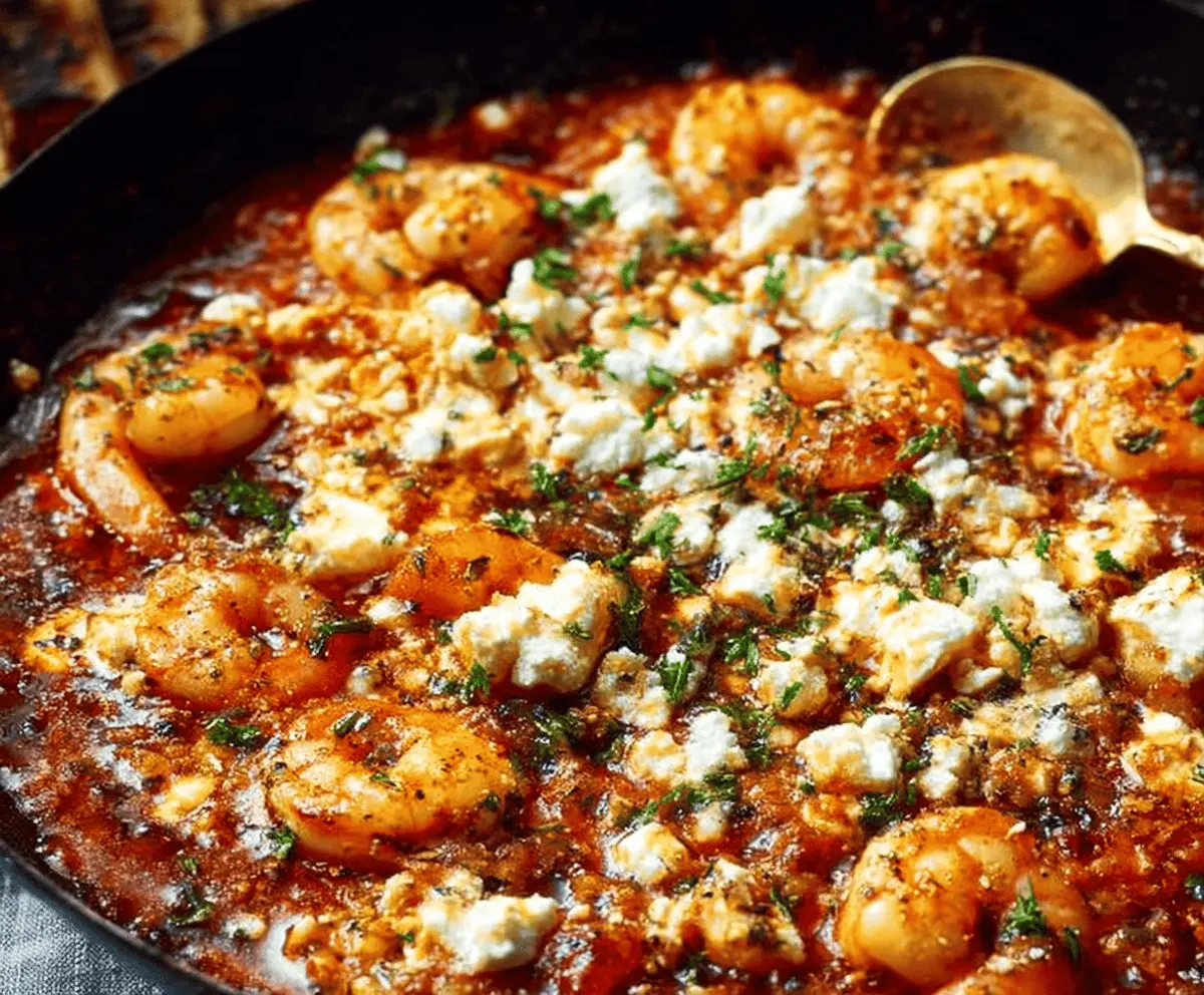 Easy Prawn Saganaki Recipe with Feta and Tomato