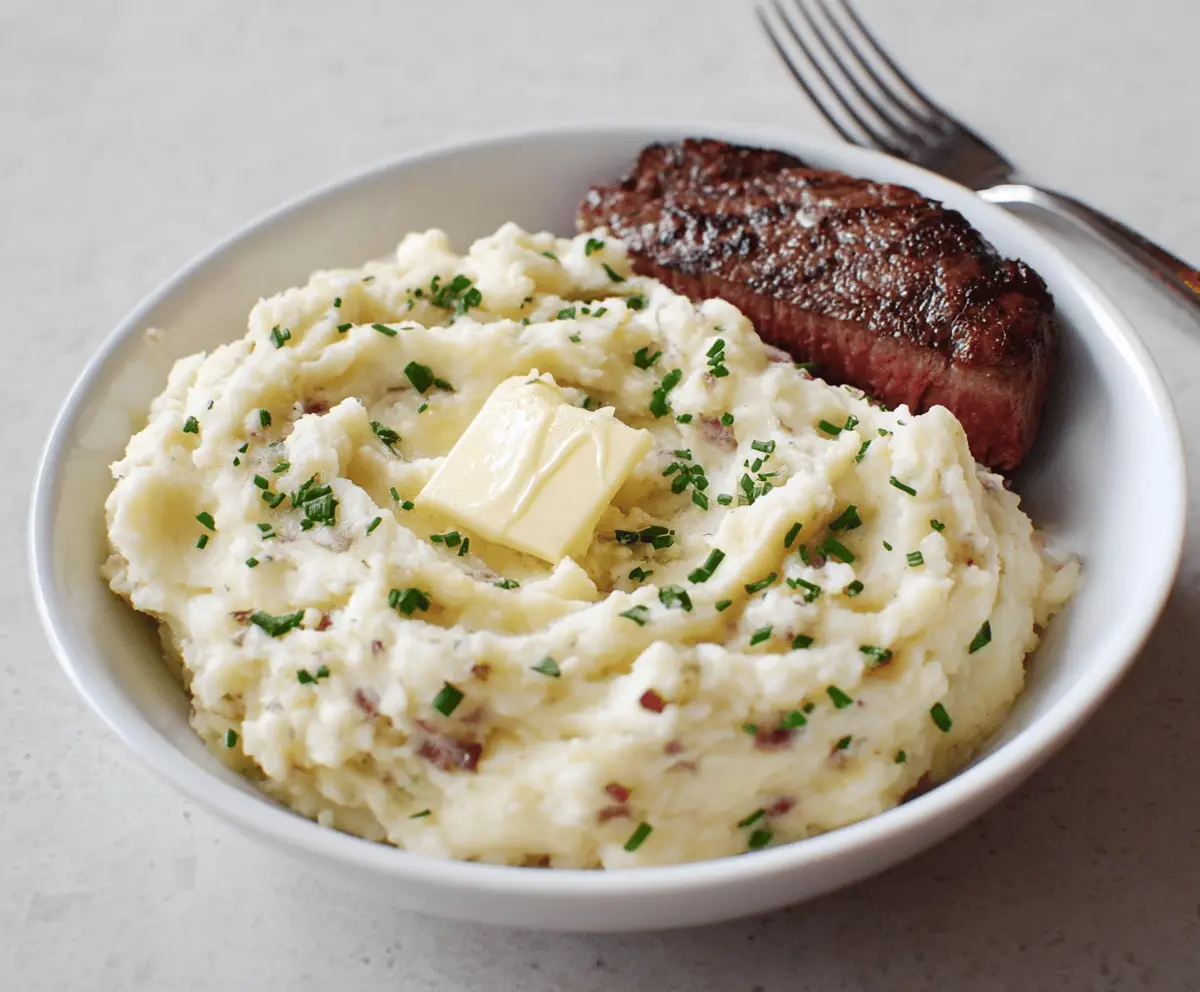 Creamy Steakhouse Style Red Skin Mashed Potatoes