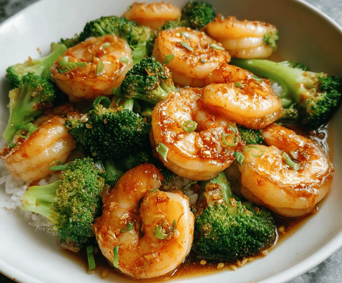 Delicious homemade Easy Shrimp and Broccoli stir-fry served on a plate with fresh ingredients and vibrant colors