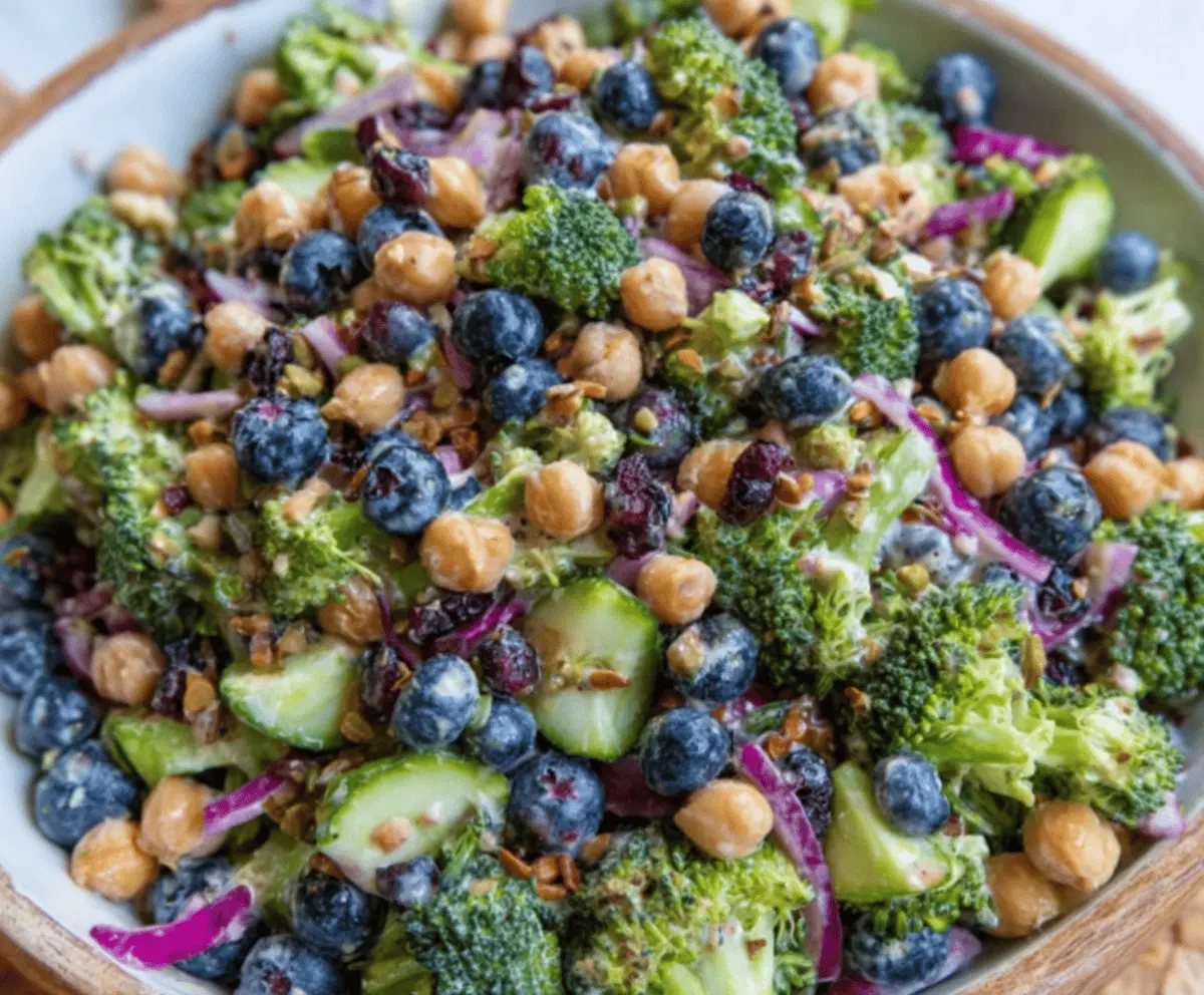 Broccoli Blueberry Salad with Chickpeas