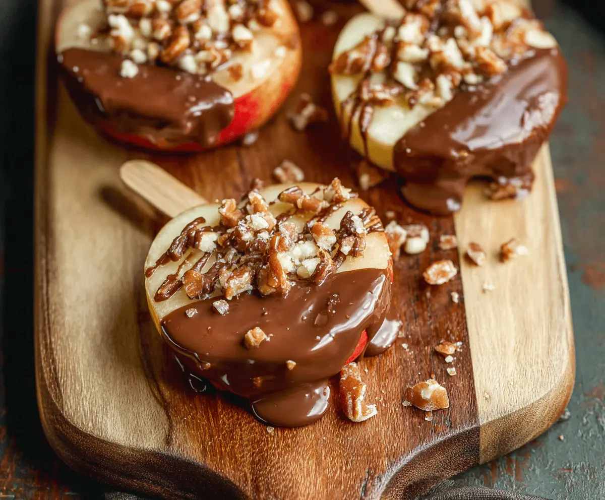 Delicious Chocolate Turtle Apple Slices topped with caramel, pecans, and chocolate drizzle, perfect for a sweet snack or dessert