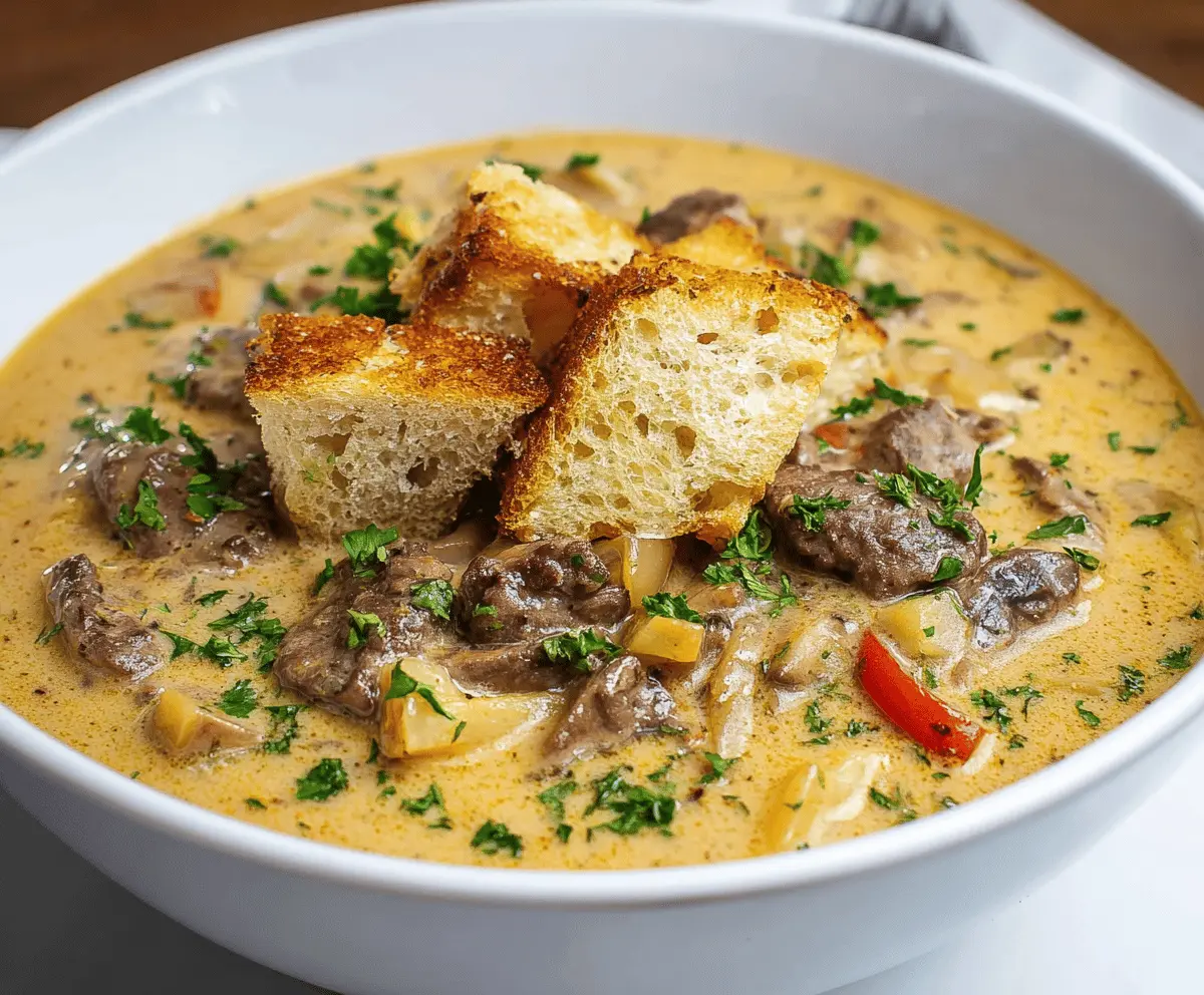 Creamy Philly Cheese Steak Soup