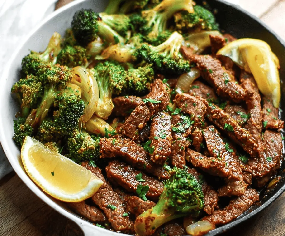 Lemon Garlic Steak and Broccoli Skillet