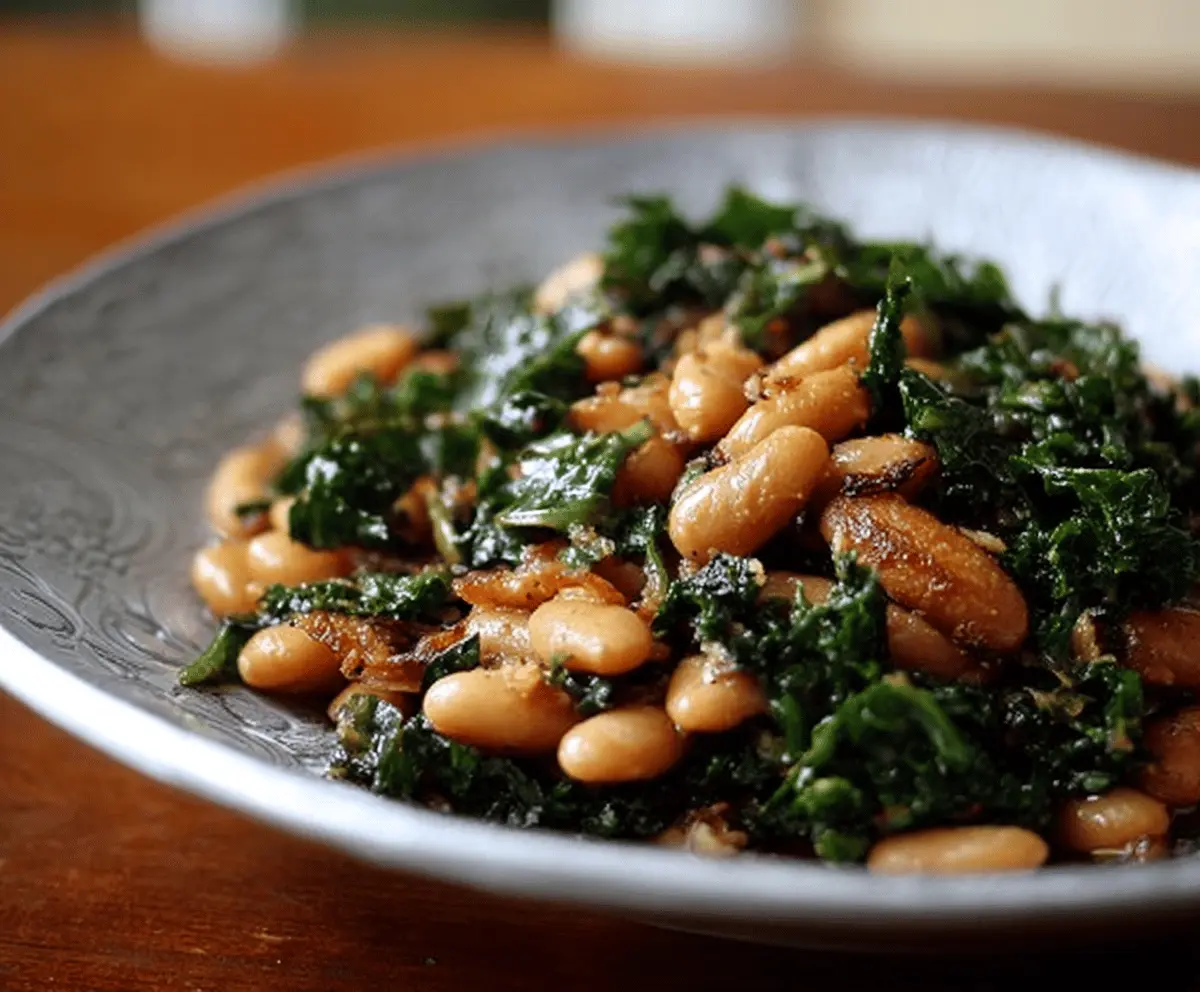 Pan-Fried Beans with Kale