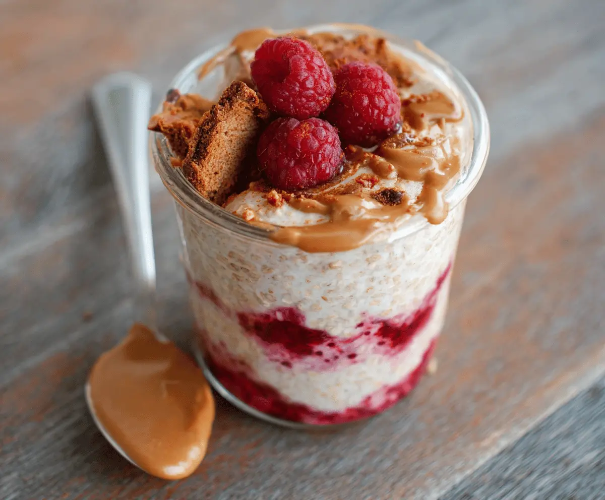 Raspberry & Biscoff Overnight Oats