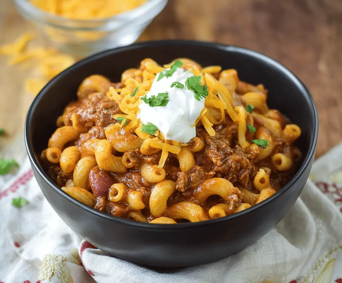 slow cooker hidden liver chili mac