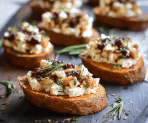 Creamy roasted sweet potato topped with crumbled goat cheese and fresh herbs, ready to serve as a delicious and nutritious side dish.