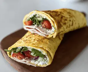 Delicious two-ingredient cottage cheese wraps with fresh herbs on a plate, perfect for a healthy snack or light meal