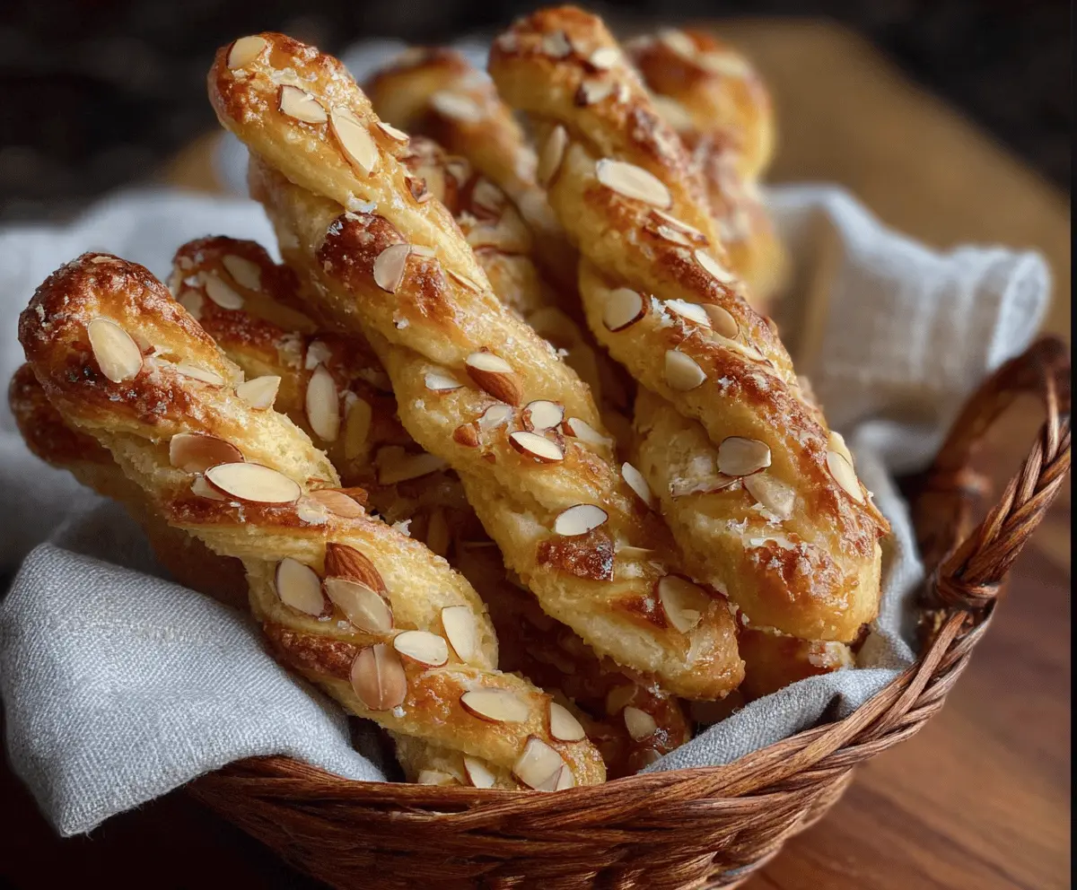 Delicious Almond-Orange Ricotta Biscuit Twists on a rustic serving plate, showcasing their golden-brown, twisted shape and textured surface.