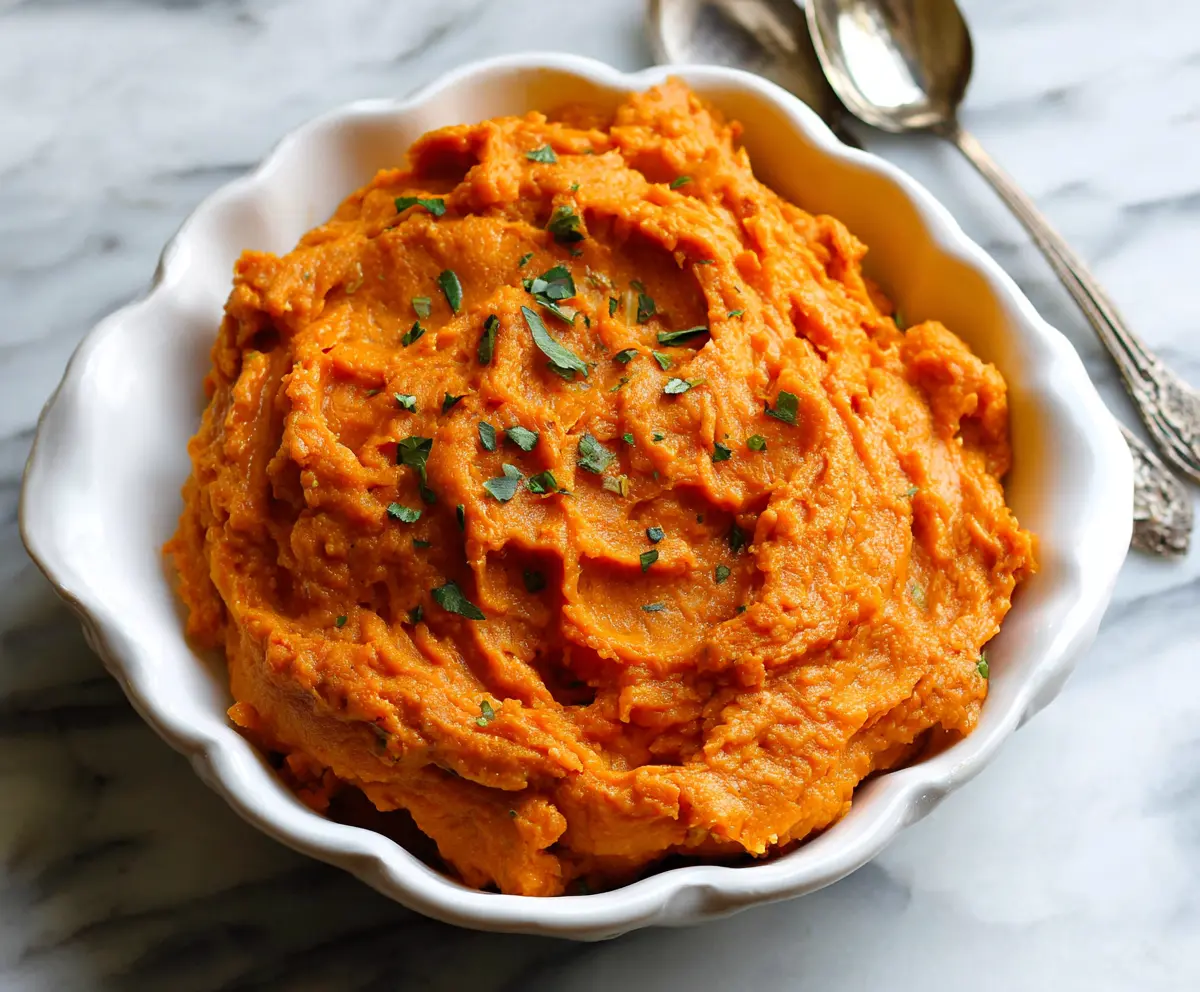 Delicious creamy chipotle mashed sweet potatoes served as a flavorful side dish.