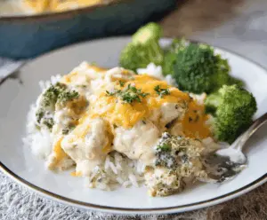 Delicious Easy Chicken Divan casserole with tender chicken and broccoli baked in creamy sauce