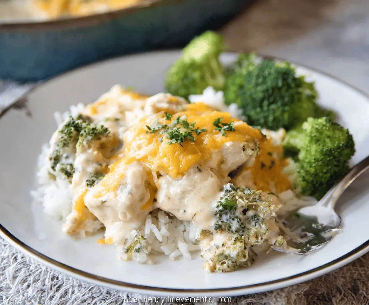 Delicious Easy Chicken Divan casserole with tender chicken and broccoli baked in creamy sauce