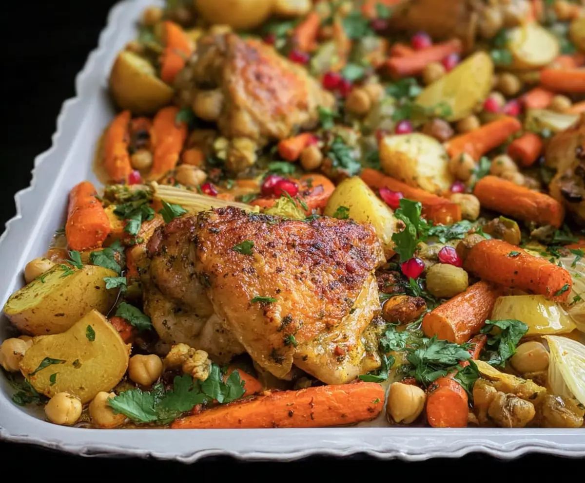 Moroccan Chicken Thigh Sheet Pan Dinner