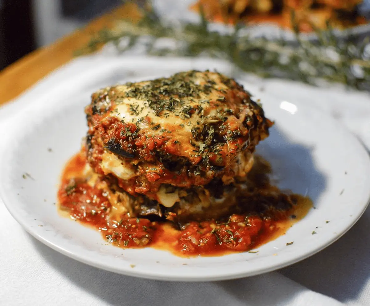 Delicious pasta-less lasagna stackers with layers of fresh vegetables and cheese.