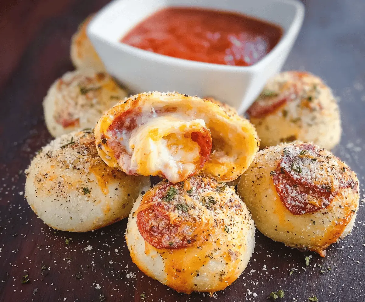 Delicious stuffed pizza rolls filled with cheese, pepperoni, and marinara sauce ready to bake.