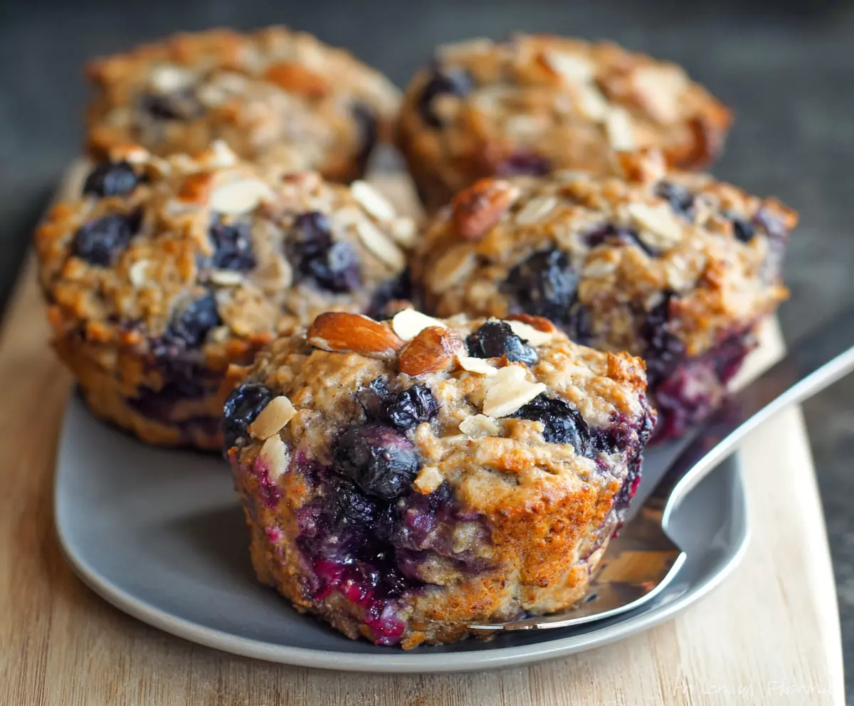 Blueberry-Pear-Ginger-Oatmeal Muffins
