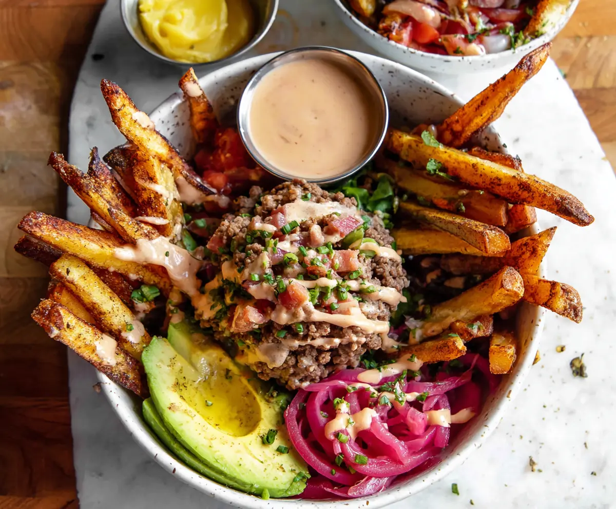 Burger Bowls with Fries {Whole30}