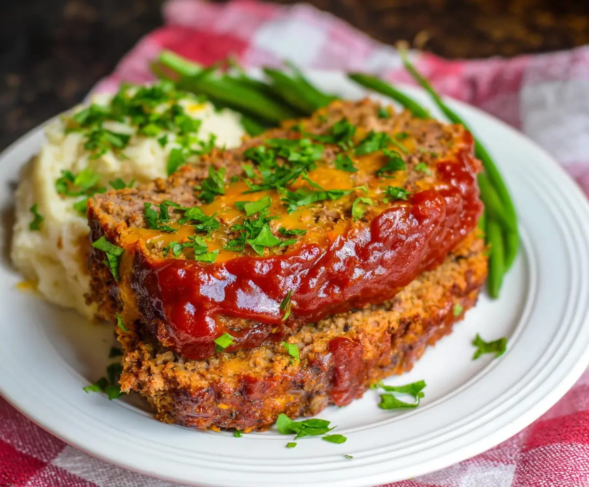 Delicious Crockpot Sloppy Joe Meatloaf served on a plate with fresh sides.