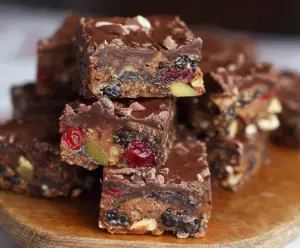 Delicious homemade Gluten Free Chocolate Tiffin with rich chocolate and crunchy ingredients.