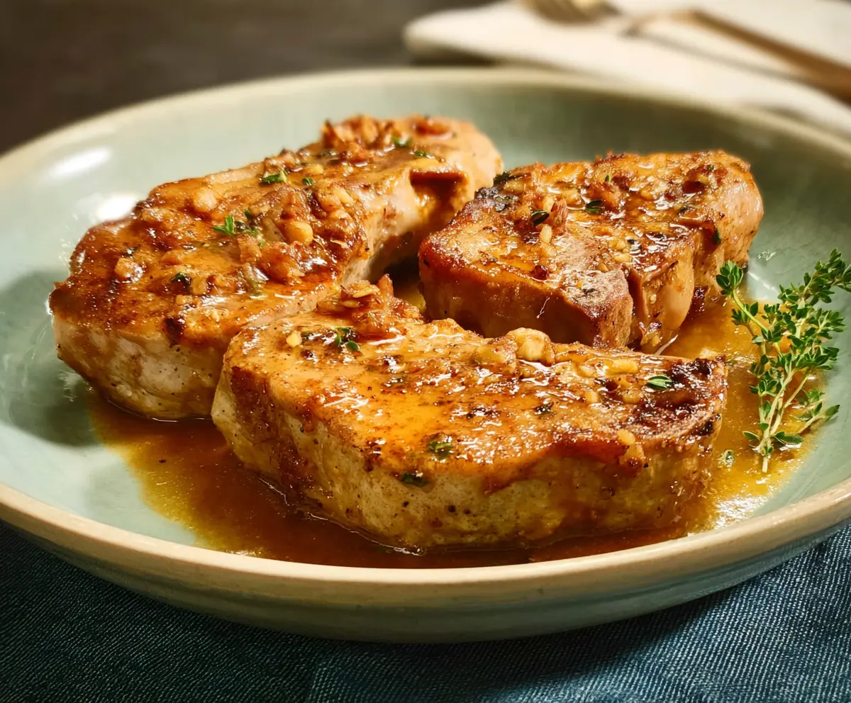 Delicious Instant Pot pork chops served with herbs and vegetables for a hearty meal