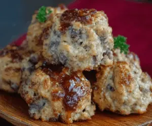 Delicious Maple Sausage Balls served on a plate, perfect for breakfast or snack time.