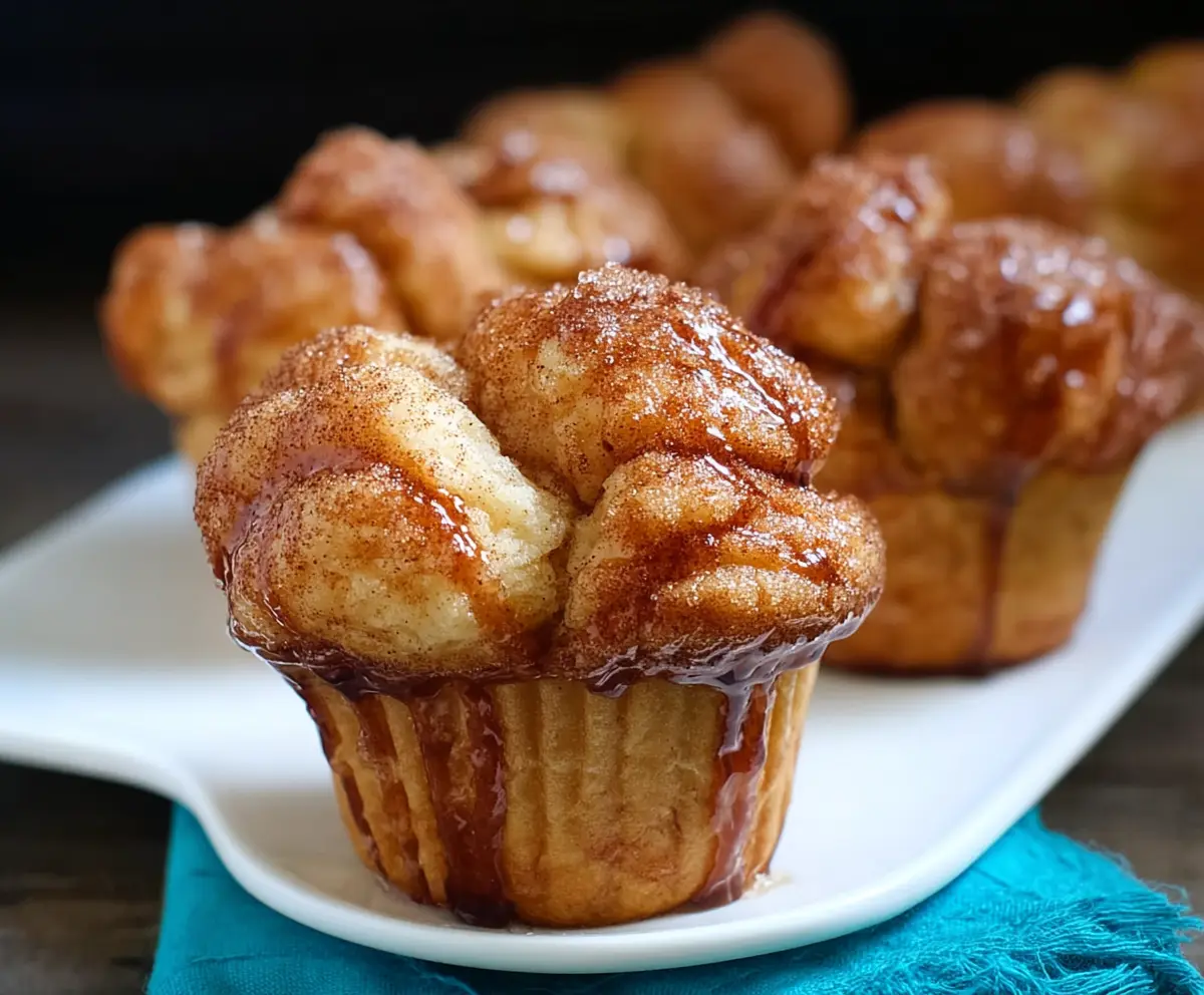 Delicious Monkey Bread Muffins with gooey caramel glaze and flaky layers, perfect for breakfast or dessert.