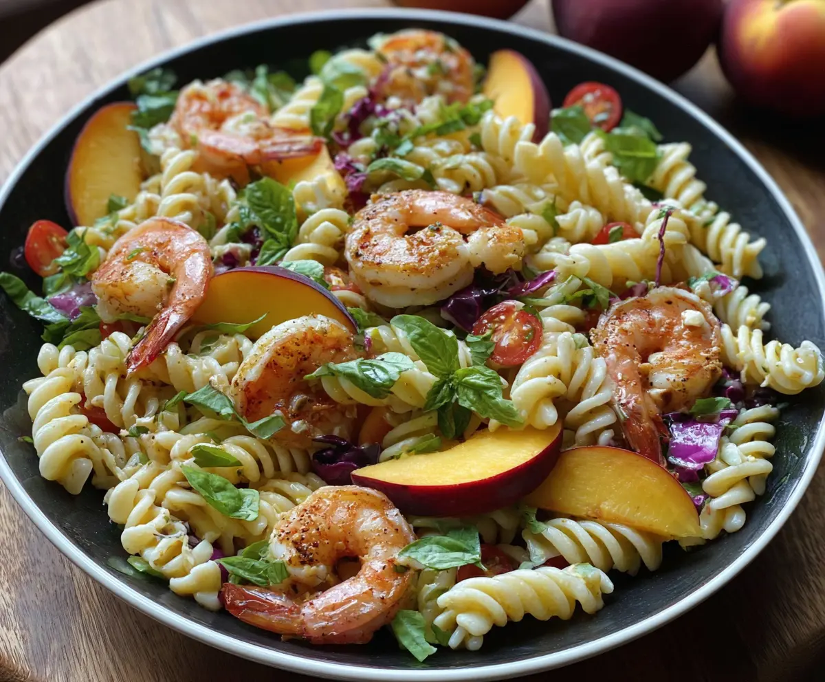 Peach & Shrimp Pasta Salad