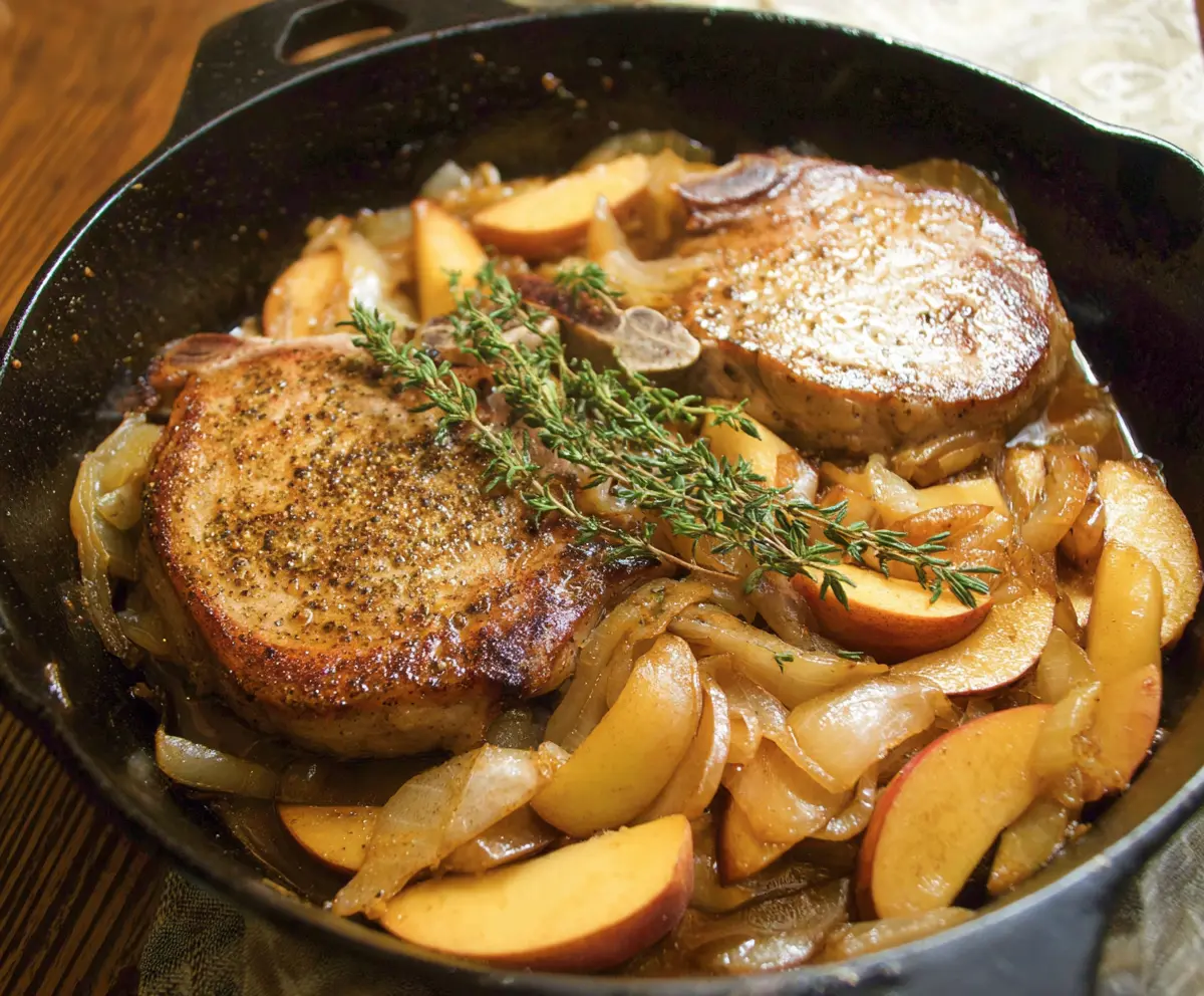 Pork Chops with Sautéed Apples and Onions