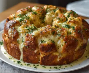 Delicious Chicken Alfredo Monkey Bread with cheesy, savory layers