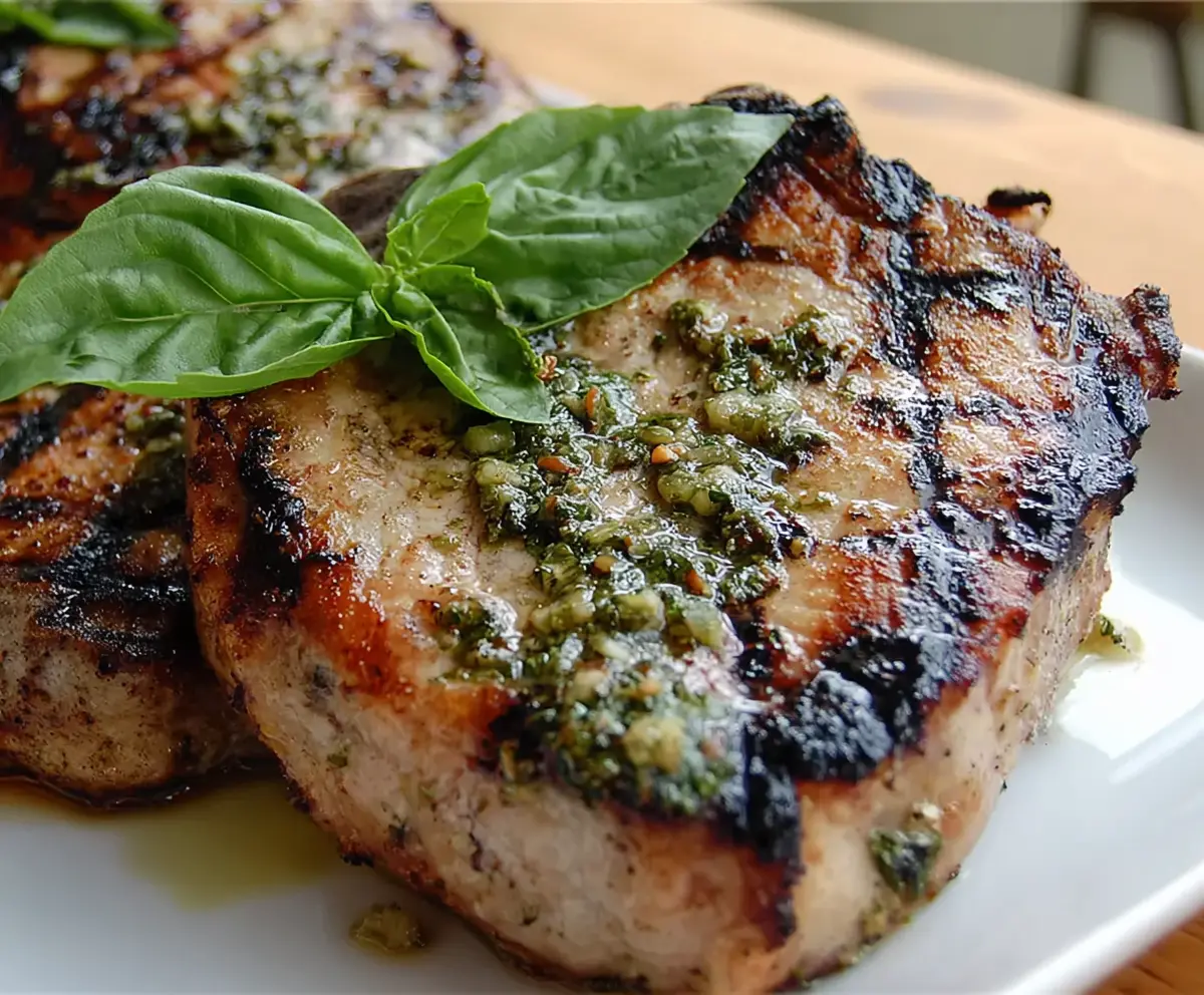 Basil-Garlic Grilled Pork Chops