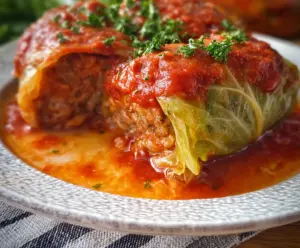 Delicious classic stuffed cabbage rolls served on a plate, showcasing tender cabbage wrapped around flavorful meat filling.