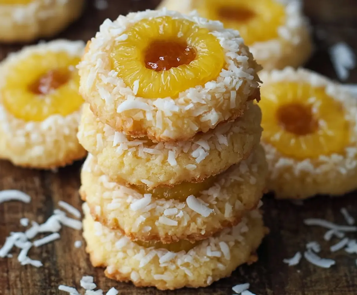Easy Hawaiian Pineapple Coconut Thumbprint Cookies 