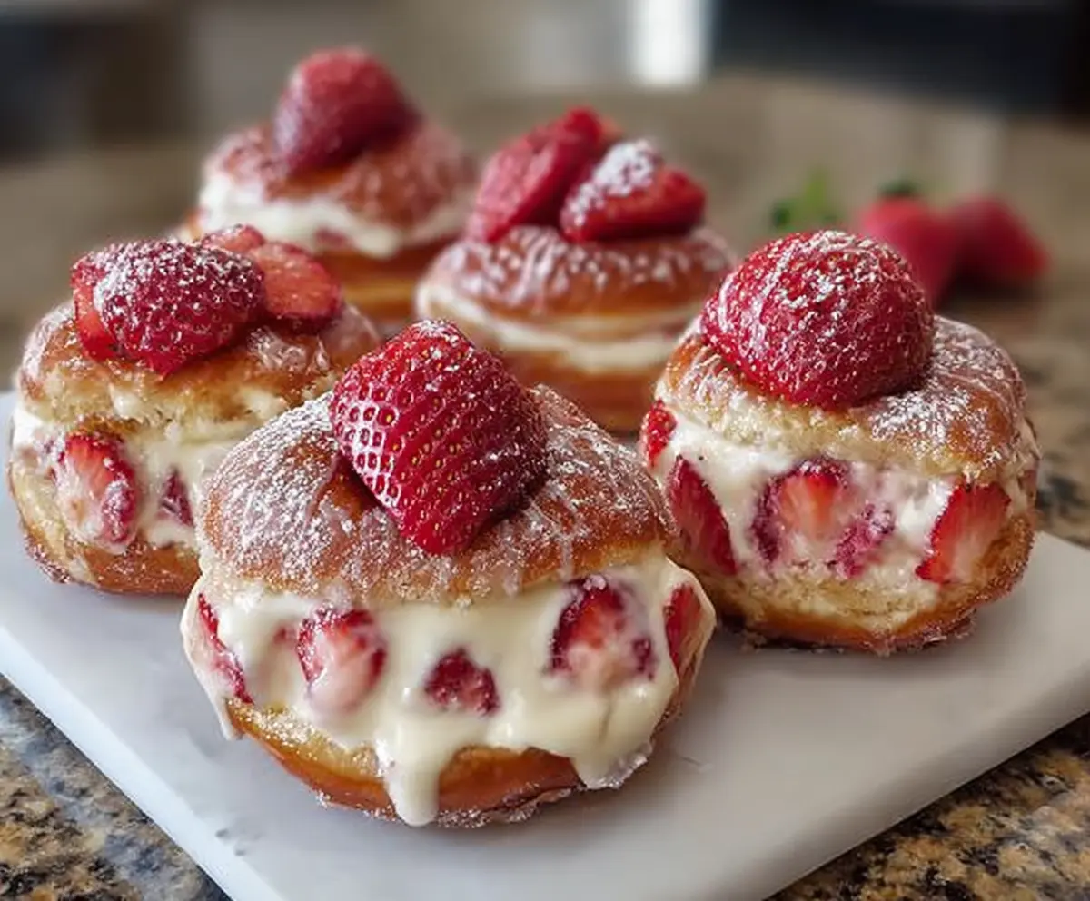 Strawberry Cheesecake Stuffed Donuts Recipe